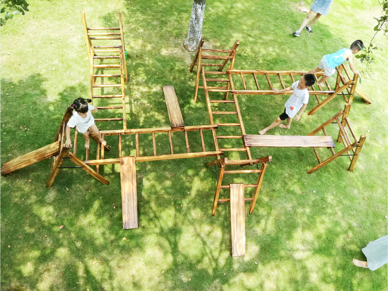 幼儿园户外碳化大型体能攀爬组合梯子