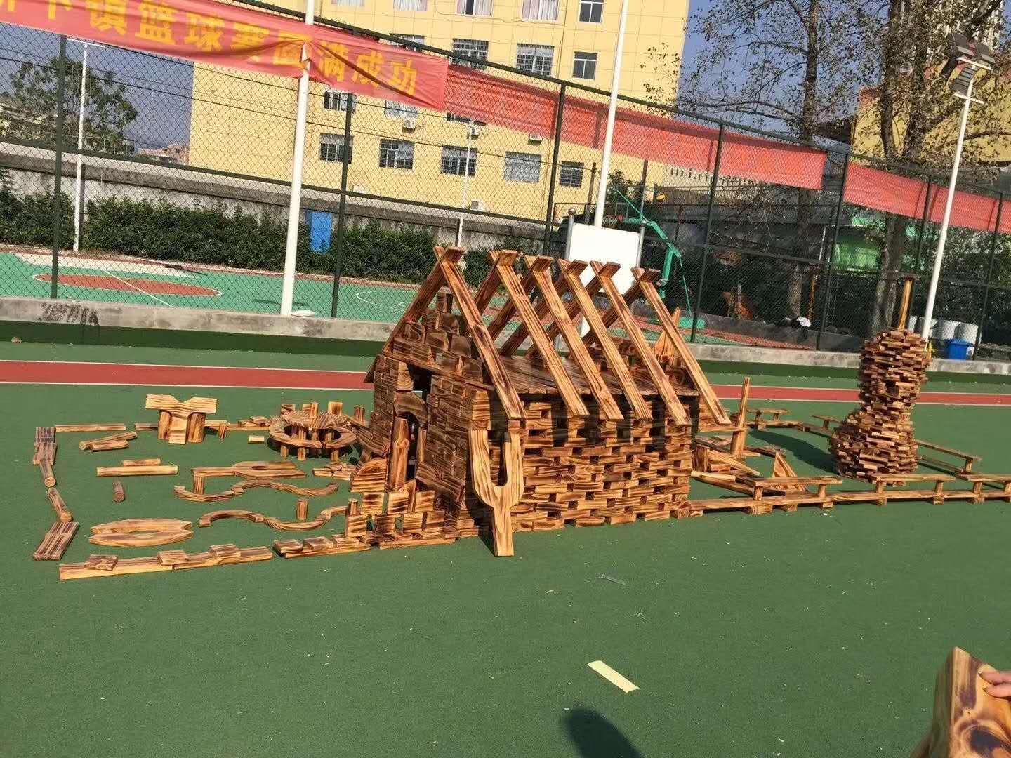 幼儿园户外大型碳化积木750件大炭烧积木