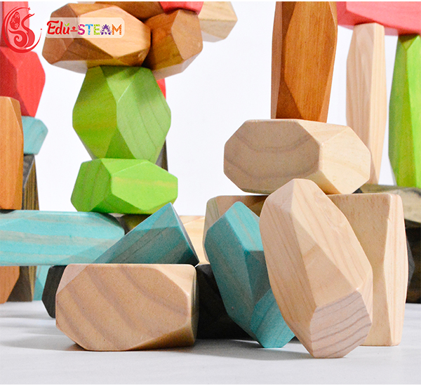 儿童益智积木彩色叠石亲子互动玩具