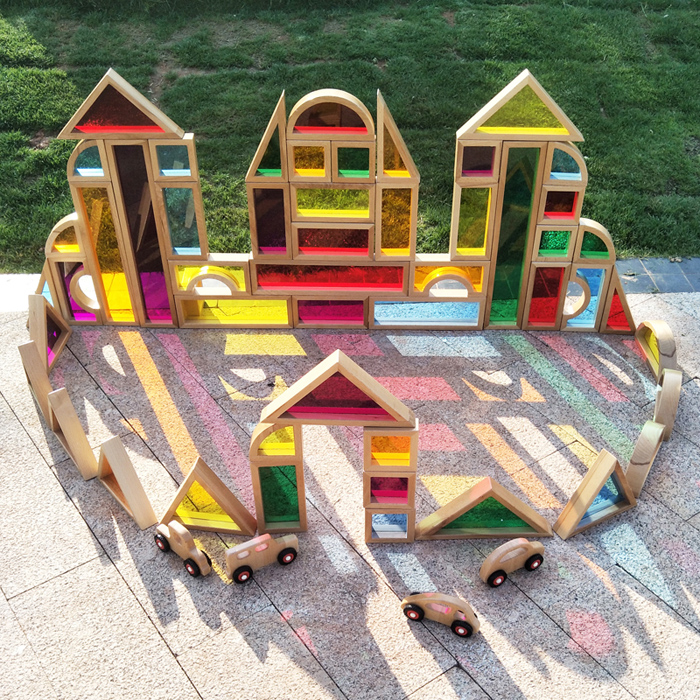 幼儿园构建区实心木质拼装大积木亚克力积木
