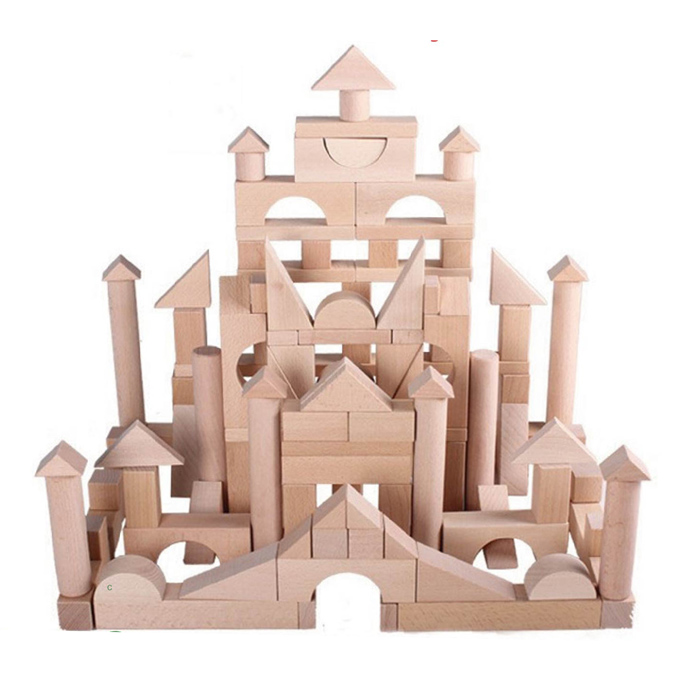 182片厂家批发中型榉木4层构建积木玩具