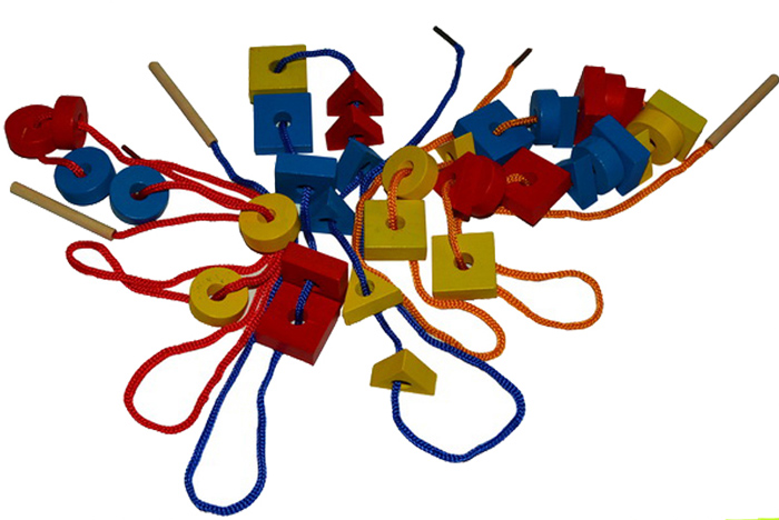 儿童益智玩具儿智力开发木制绕珠形状几何串珠