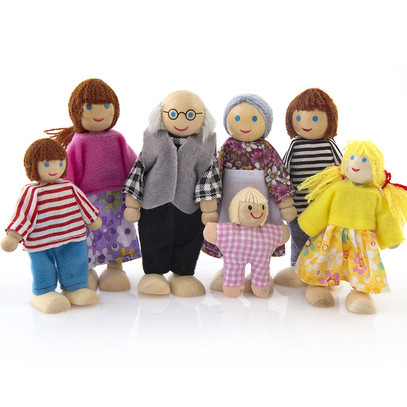 过家家一家人玩偶儿童角色扮演木制木质人偶娃娃玩具
