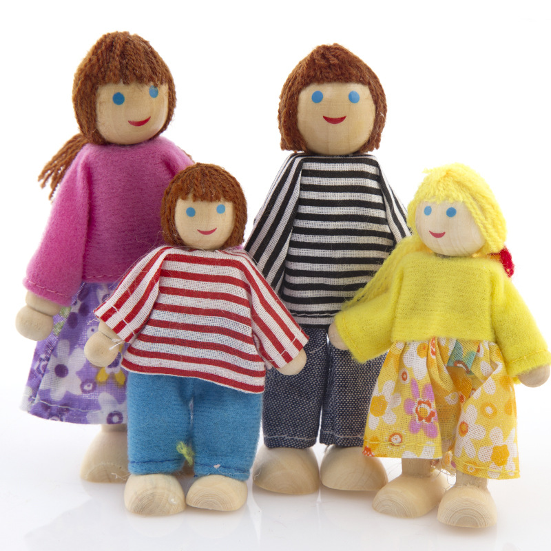 过家家一家人玩偶儿童角色扮演木制木质人偶娃娃玩具