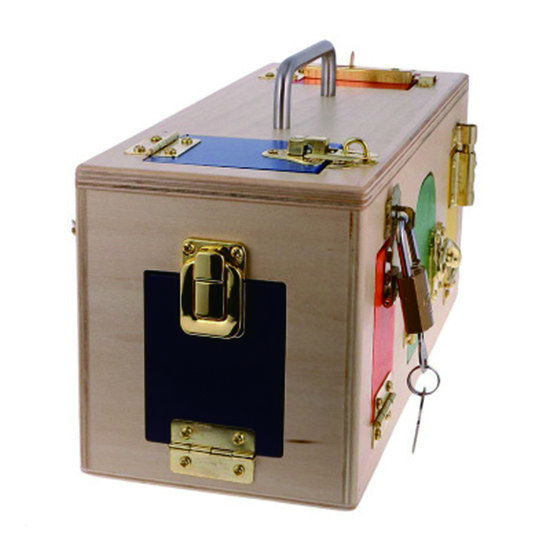 蒙氏教具锁扣木箱儿童早教益智幼儿园开锁箱教学标准教具Lock Box