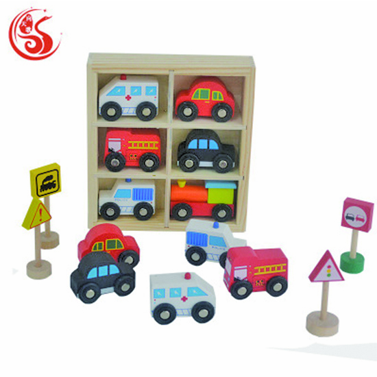 幼儿园木制小车荷木玩具车混色交通玩具车3-6岁玩具厂家直销批发